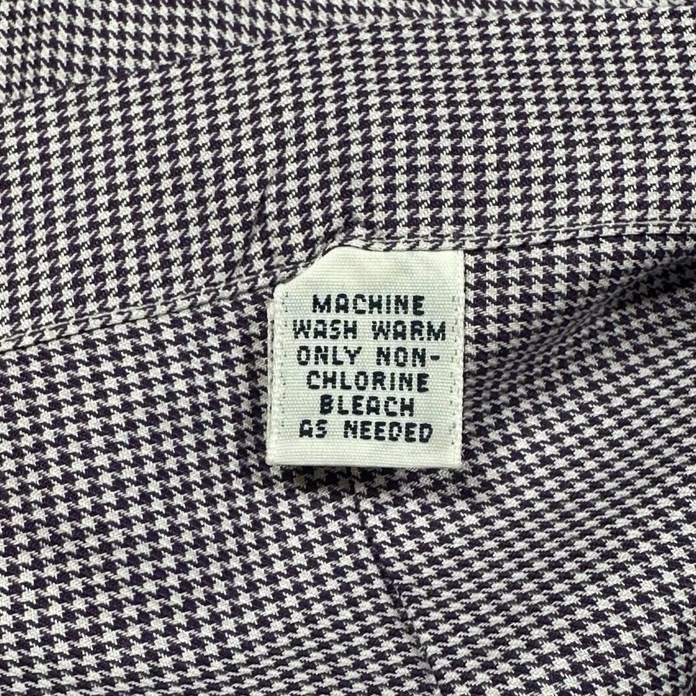 Vintage Polo Ralph Lauren Andrew 17 34/35~XL Purple Houndstooth Dress Shirt USA